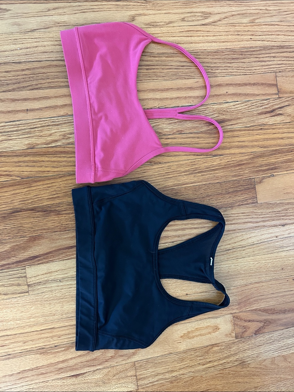 lululemon athletica Pink and Black Sport Crop Tops